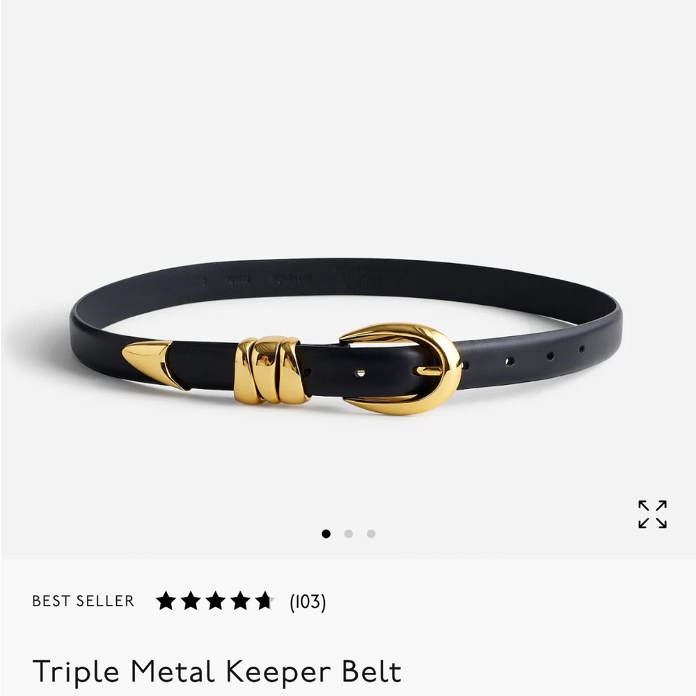 Madewell Black and Gold Triple Metal Keeper Belt